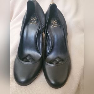 Vince Camuto black lesther wedges size 10